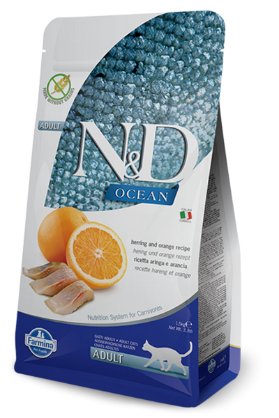 Farmina N&D Ocean Herring & Orange Adult Dry Cat Food, 11 lb