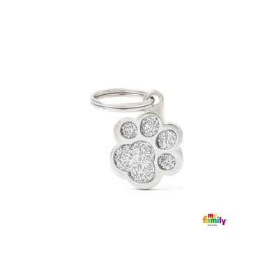 MyFamily Shine Paw Grey Glitter ID Tag