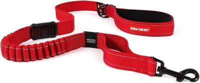 EzyDog ZERO SHOCK Leash - Best Shock Absorbing Dog Leash, Control & Training Lead (48" Red)