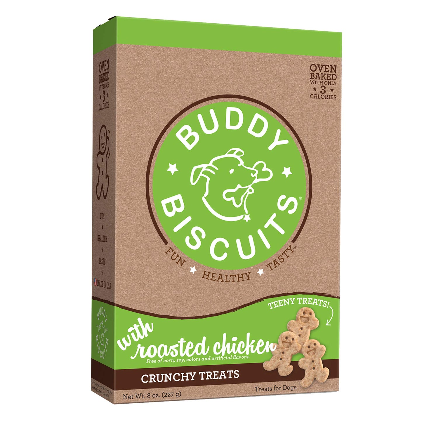 Buddy Biscuits Oven Baked Teeny Treats, Whole Grain Treats for Small or Toy Breed Dogs, Roasted Chicken - 8 oz. Pack of 6