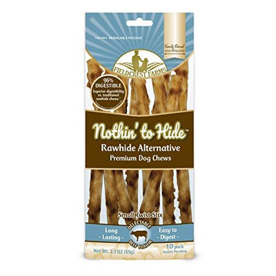 Fieldcrest Farms Nothing to Hide Natural Rawhide Alternative Small Twist Stix for Dogs - (10 Sticks) All Natural Easily Digestible Chews for All Breed Dogs - Great for Dental Health