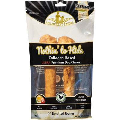 Fieldcrest Farms Nothin' to Hide 9" Knotted Chicken Flavor Bone Ultra Premuim Dog Chews, 15.1 oz., Count of 2