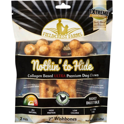 Fieldcrest Farms Nothin' to Hide 7" Wishbone Chicken Flavor Ultra Premuim Dog Chews, 14.1 oz, Count of 2