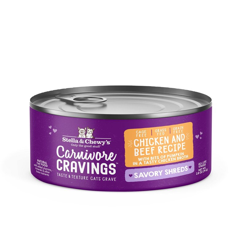 Stella & Chewy's, Cat Carnivore Cravings Chicken & Beef Shreds Can, 2.8 Ounce