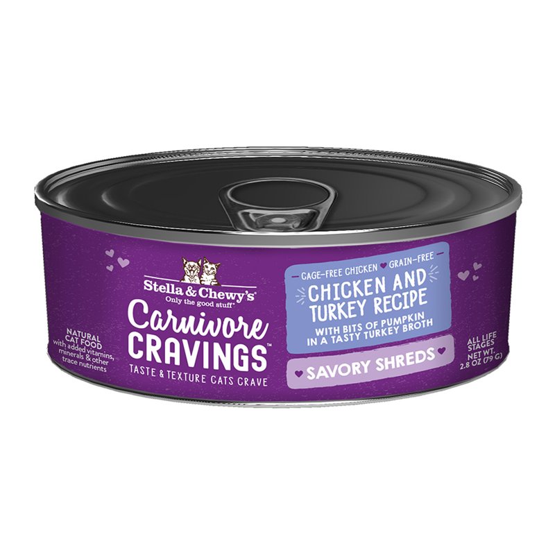 Stella & Chewy's, Cat Carnivore Cravings Chicken & Turkey Shreds Can, 2.8 Ounce