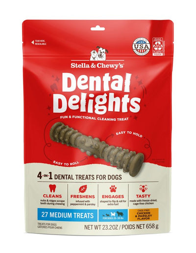 Stella & Chewy's Dental Delights with Freeze-Dried Chicken - Medium Dental Treats for Dogs, 23.2 Ounce Bag