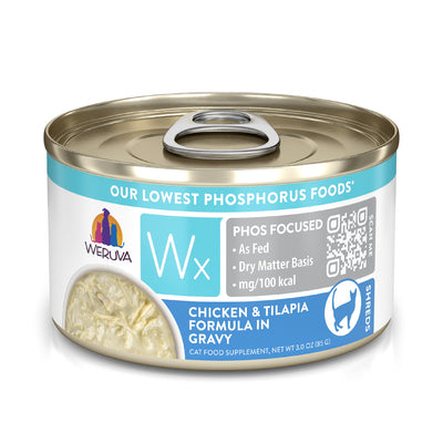 Weruva Wx Phos Focused Chicken & Tilapia Formula in Gravy Wet Cat Supplement, 3 oz Can