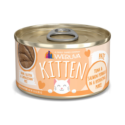 Weruva Kitten Paté Tuna & Salmon Formula in Hydrating Purée for Kittens Wet Cat Food, 3 oz