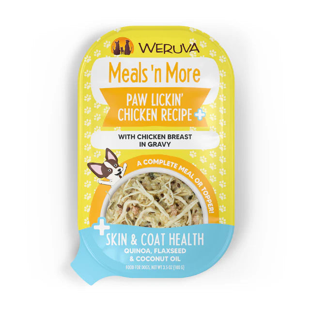 Weruva Meals 'n More Paw Lickin' Chicken Recipe Plus Skin & Coat Health Wet Dog Food, 3.5 oz Cup