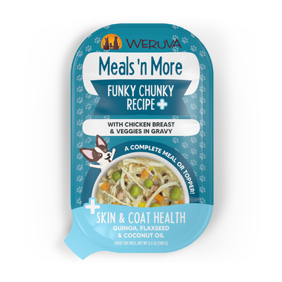 Weruva Meals 'n More Funky Chunky Plus Skin & Coat Health Wet Dog Food, 3.5 oz Cup
