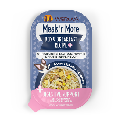 Weruva Meals 'n More Bed and Breakfast Plus Digestive Support Wet Dog Food, 3.5 oz Cup