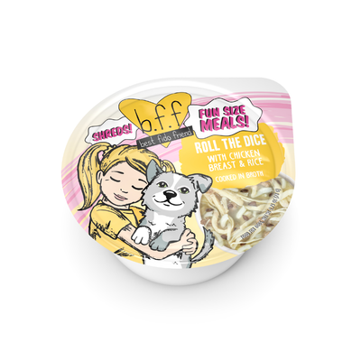 Weruva BFF Fun Size Meals Roll The Dice Chicken & Rice Wet Dog Food, 2.75 oz Cup