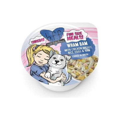 Weruva BFF Fun Size Meals Wham Bam Chicken, Eggs & Ham Wet Dog Food, 2.75 oz Cup