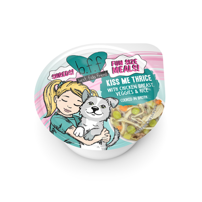 Weruva BFF Fun Size Meals Kiss Me Thrice Chicken & Veggies Wet Dog Food, 2.75 oz Cup