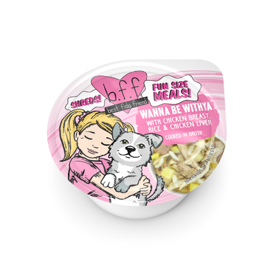 Weruva BFF Fun Size Meals Wanna Be Withya Chicken & Rice Wet Dog Food, 2.75 oz Cup