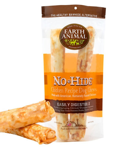 Earth Animal No Hide Large Chicken Flavored Natural Rawhide Free Dog Chews Long Lasting Dog Chew Sticks | Dog Treats for Large Dogs | Great Dog Chews for Aggressive Chewers (1 Pack)