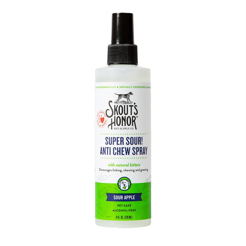 SKOUT'S HONOR Super Sour! Anti Chew Spray - Natural Bitter Formula to Deter Chewing, Licking, and Biting - Safe for Indoor and Outdoor Use, 8 oz