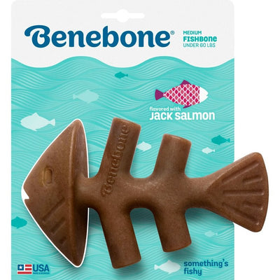 Benebone Fishbone Durable Dog Chew Toy for Aggressive Chewers, Real Fish, Made in USA, Medium