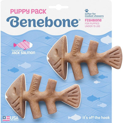 Benebone Puppy Fishbone Dog Chew Toys, Softer for Modest Chewers, Made in USA