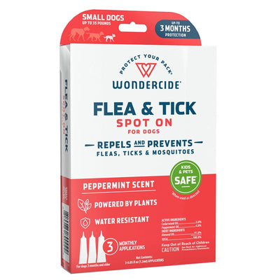 Wondercide - Flea & Tick Dog Spot On - Flea, Tick, and Mosquito Repellent, Prevention for Dogs with Natural Essential Oils - Up to 3 Months Protection - Small 3 Tubes of 0.05 oz