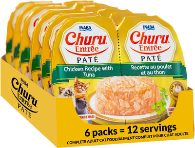 Inaba Churu Entrée Chicken Recipe with Tuna Grain-Free, High Moisture Pâté Wet Cat Food, 2.46 oz Twin Cup