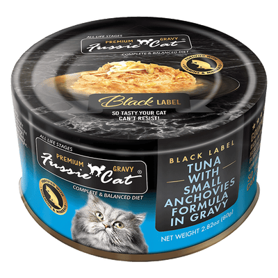 Fussie Cat Tuna with Small Anchovies Formula in Gravy Recipe Wet Cat Food, 2.8 oz Can