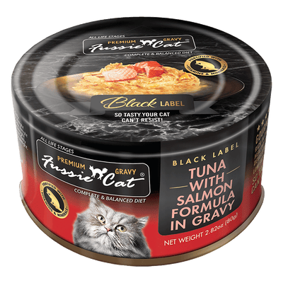 Fussie Cat Tuna with Salmon Formula in Gravy Recipe Wet Cat Food, 2.8 oz Can
