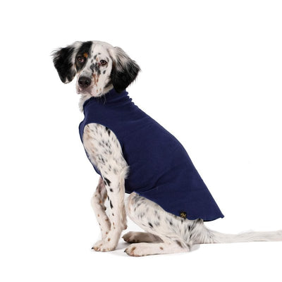 Gold Paw Stretch Fleece Dog Coat, Stretchy Pet Sweater, Machine Washable Pullover for Winter and Fall, Navy, Size 18