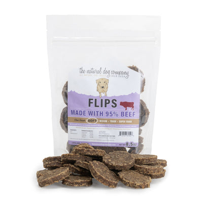 Natural Dog Company 95% Meat Flips Beef Training Treats for Dogs, 8.5 oz