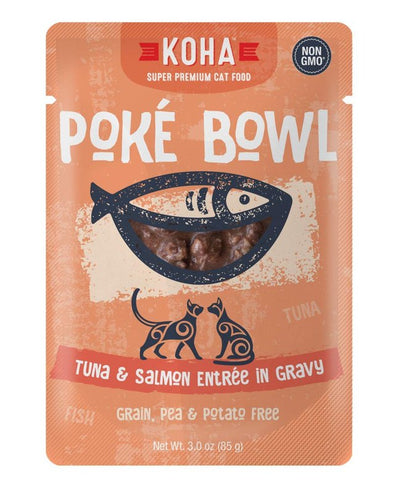 KOHA, Cat Poke Bowl Tuna/Salmon Pouch, 3 Ounce