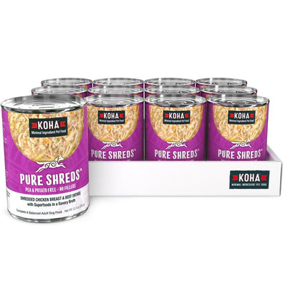 KOHA, Pure Shreds Shredded Chicken Breast & Beef Entree Canned Dog Food, 12.5 Ounce