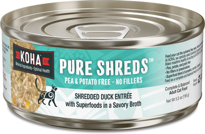 KOHA Pure Shreds Duck Entrée Grain-Free Wet Cat Food, 5.5 oz Can