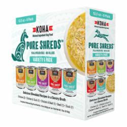 KOHA Pure Shreds Variety Pack Grain-Free Wet Dog Food, 12.5 oz Cans, 6 Count