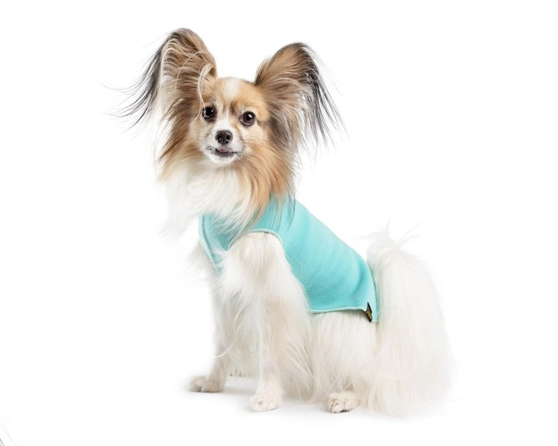 Gold Paw Stretch Fleece Dog Coat, Stretchy Pet Sweater, Machine Washable Pullover for Winter and Fall, Turquoise, 14