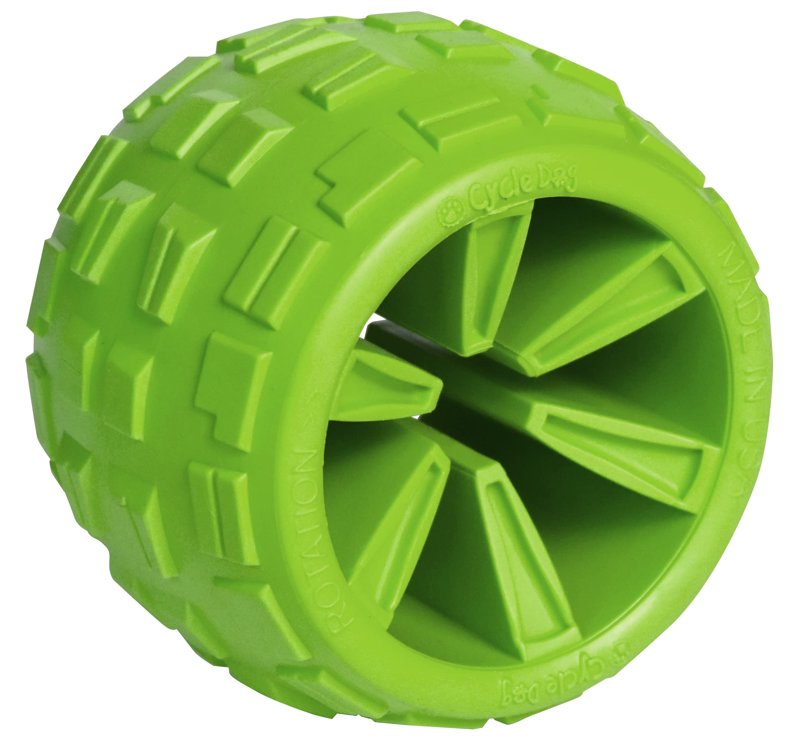 Cycle Dog High Roller Plus Large Green Erratic Bounce Treat Hiding Ball - Tough & Sustainable Chew Toy/Great for Play and for Aggressive Chewers/Made in USA