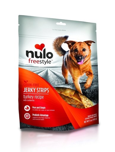 Nulo FreeStyle Jerky Strips Turkey with Cranberries Recipe Dog Treats, 5 oz