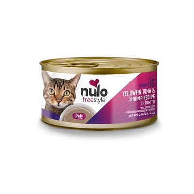 Nulo FreeStyle Cat & Kitten Yellowfin Tuna & Shrimp Pate in Broth Wet Cat Food, 2.8 oz Can