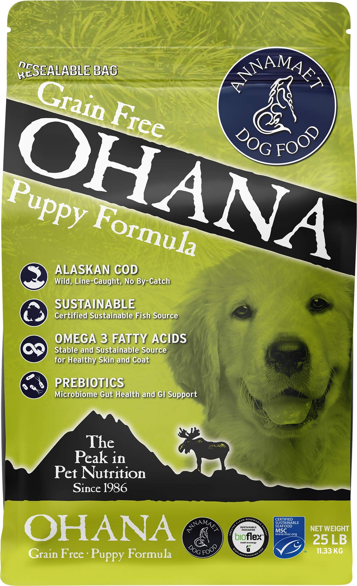 Annamaet Grain-Free Ohana Puppy Formula Dry Dog Food, (Line-Caught Cod & Whitefish), 25-lb Bag