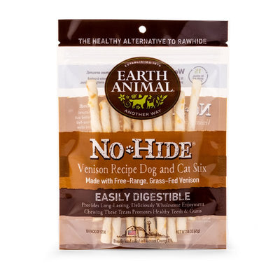 Earth Animal No Hide Stix Venison Flavored Natural Rawhide Free Dog Chews Long Lasting Dog Chew Sticks | Dog Treats for Small Dogs and Cats | Great Dog Chews for Aggressive Chewers (1 Pack)