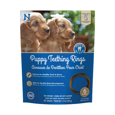 N-Bone Puppy Teething Rings Peanut Butter Flavor Dog Treat, 6 Count Bag, 7.2-oz