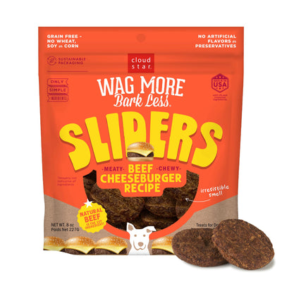 Cloud Star Wag More Bark Less Sliders Dog Treats, Beef Cheeseburger 8 oz. Bag