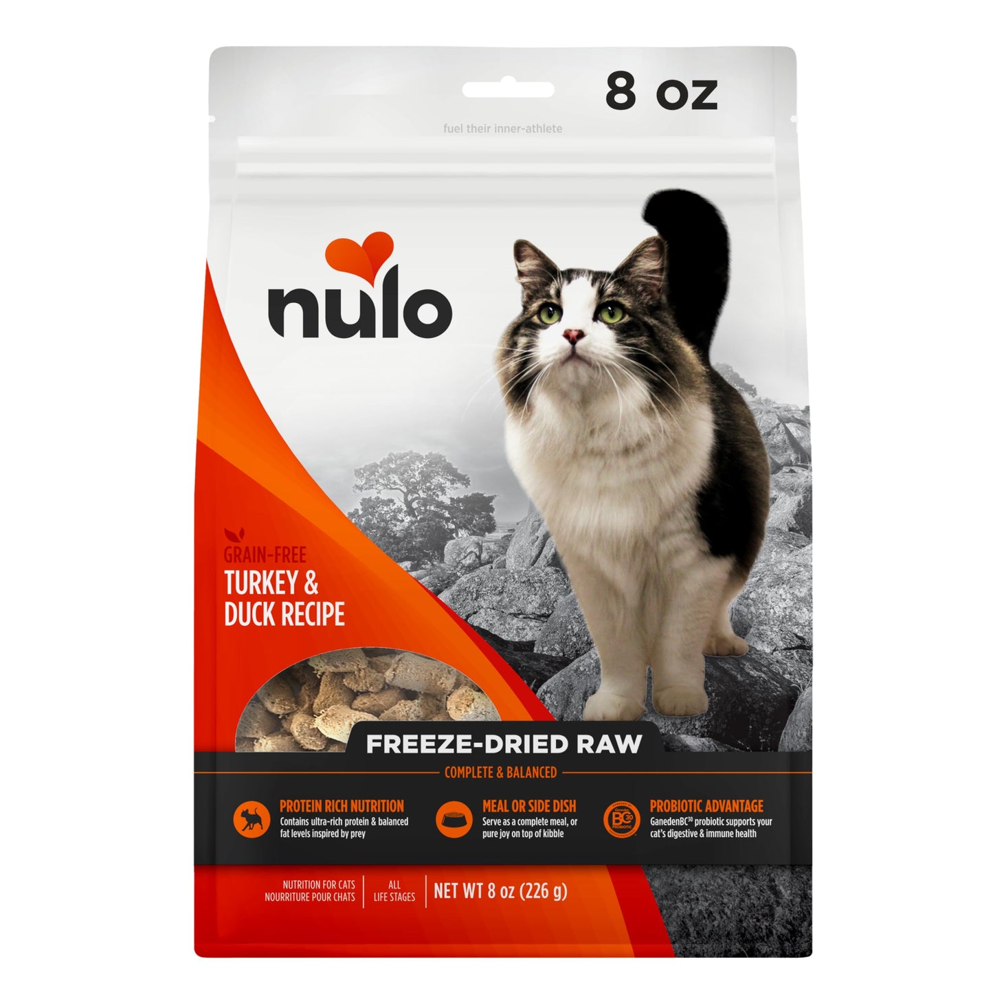 Nulo Freestyle Freeze-Dried Raw, Ultra-Rich Grain-Free Dry Cat Food for All Breeds and Life Stages with BC30 Probiotic for Digestive and Immune Health 8 Ounce (Pack of 1)