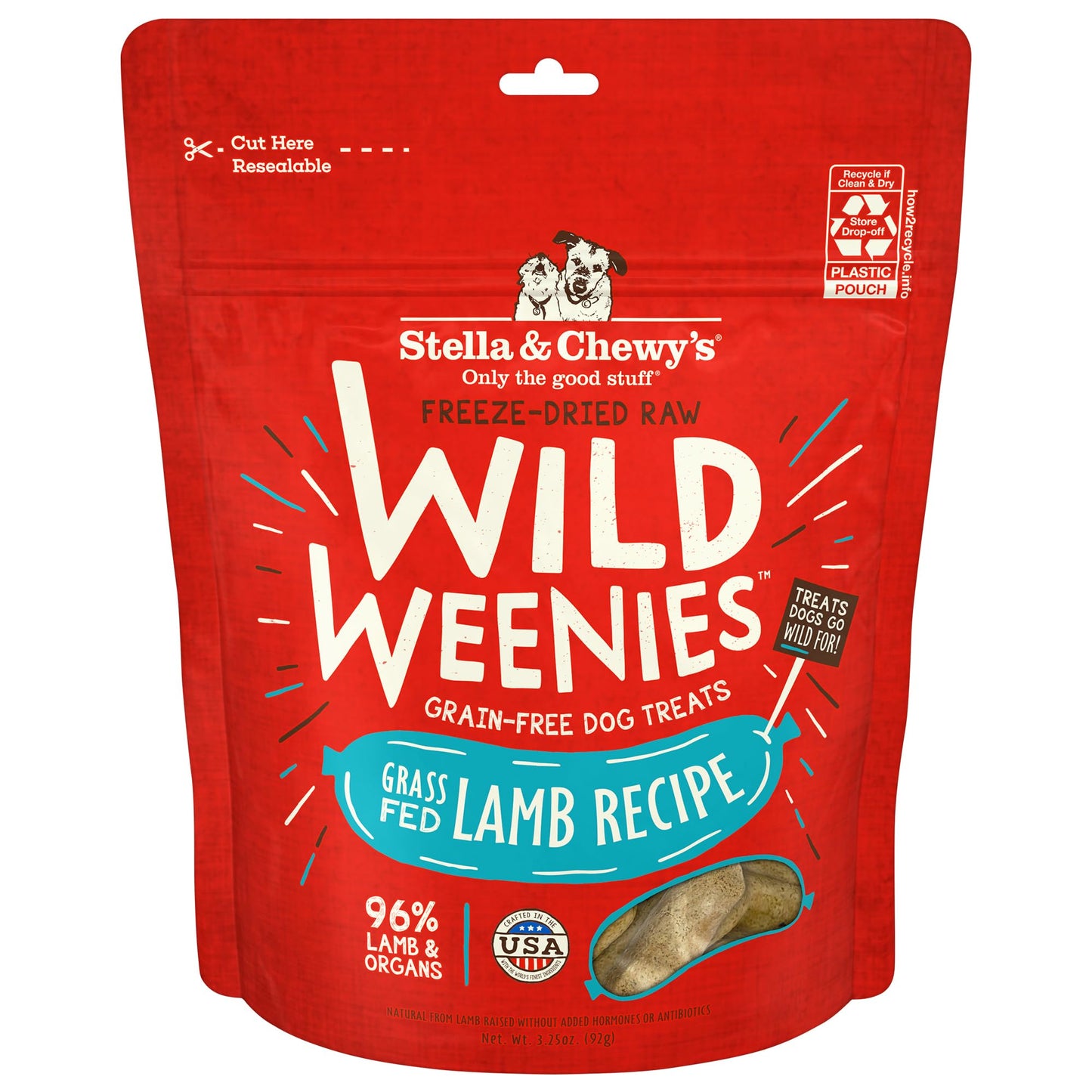 Stella & Chewyâ€™s Freeze-Dried Raw Wild Weenies Dog Treats - All-Natural, Protein Rich, Grain Free Dog & Puppy Treat - Great for Training & Rewarding - Grass-Fed Lamb Recipe - 3.25 oz Bag