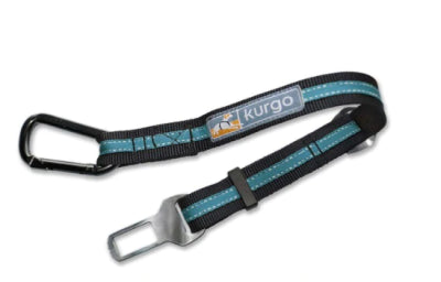 Kurgo Direct to Seatbelt Tether for Dogs, Dog Seat Belt for Car, Adjustable Dog Safety Belt Leash, Quick & Easy Installation, Works with Any Pet Harness, (Carabiner Clip, Coastal Blue)