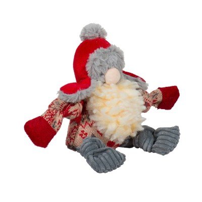 HuggleHounds, Trapper Hat Santa Gnome Knottie Dog Toy, Small