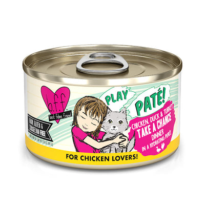 Weruva BFF PLAY Paté Chicken, Duck & Turkey Take a Chance Wet Cat Food, 2.8 oz Can