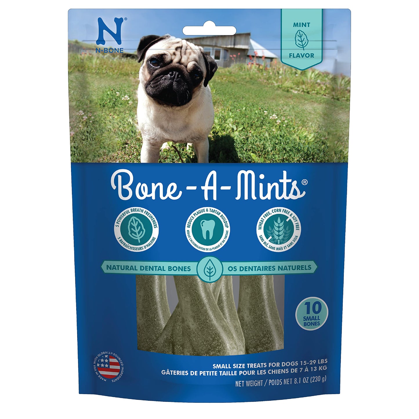 Bone-A-Mints All Natural, Wheat-Free Breath Freshening Bone, 8.10-Ounce, Small, 10-Pack