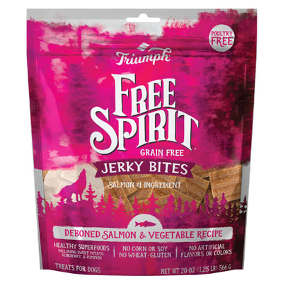 Triumph Free Spirit Grain Free Salmon and Vegetable Recipe Jerky Bites Soft Dog Treats | 20 oz