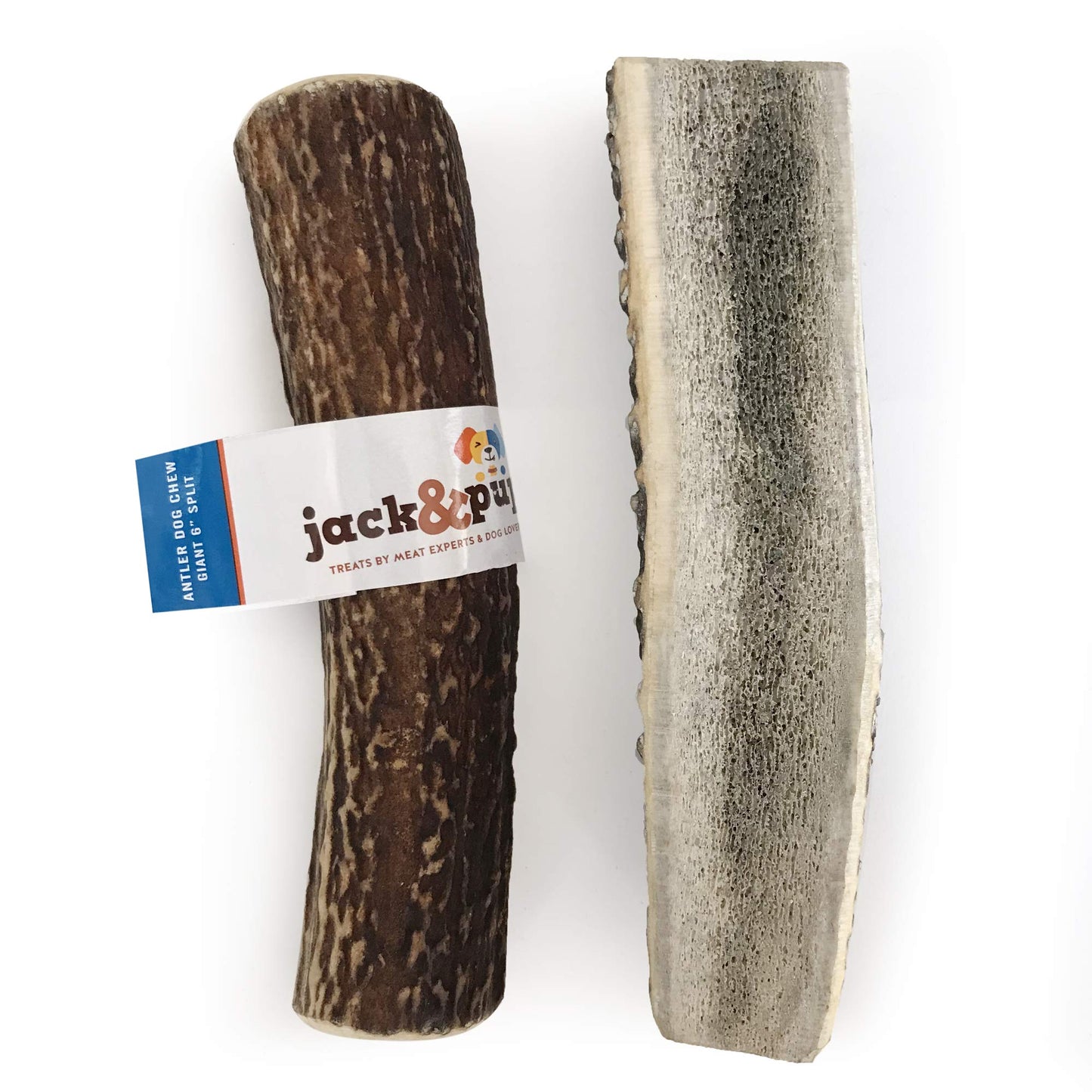 Jack & Pup Split Elk Antlers for Dogs, All Natural Dog Bones for Aggressive Chewers, Premium Dog Bone Chew - Elk Antler Dog Chew for Large Dogs (Large) (1 Split Antler)