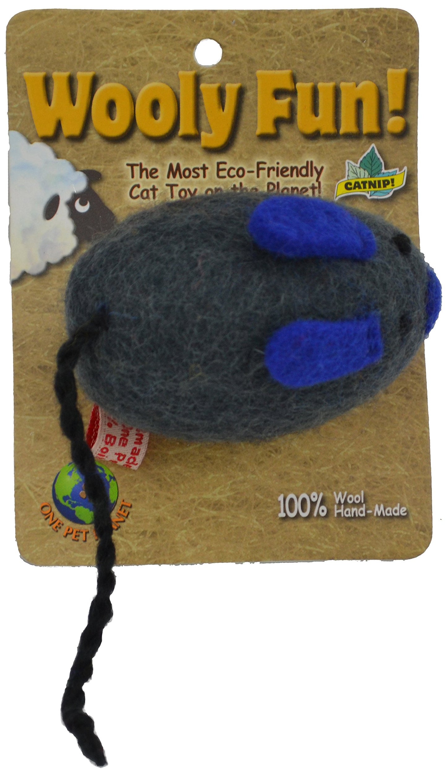 One Pet Planet Wooly Fun Big Mouse Toy,Assorted Colors